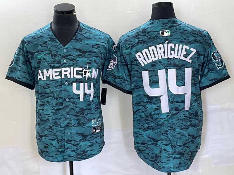 Men%27s Seattle Mariners #44 Julio Rodriguez Teal 2023 All Star Cool Base With Patch Stitched Baseball Jersey